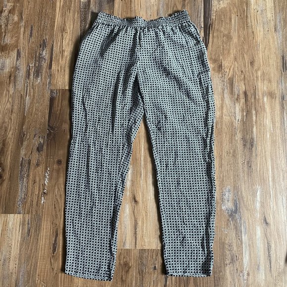 Joie Pants - Joie Silk Trouser Pants Large Checkered Black